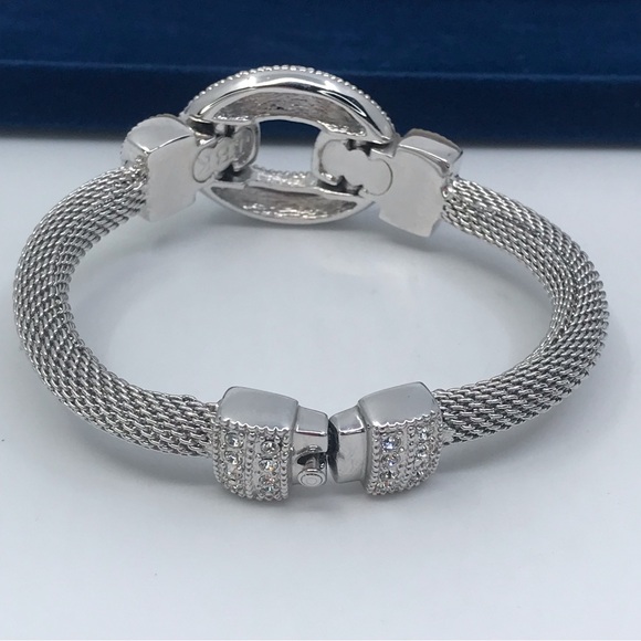 Camrose & Kross Rhodium Plated Mesh Bracelet With Crystals JBK - Picture 2 of 11